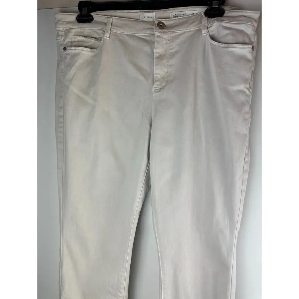 J. Jill Authentic Fit Cropped Jeans Fringe Raw Hem Pebble Cream Plus Size 16 - Picture 5 of 7